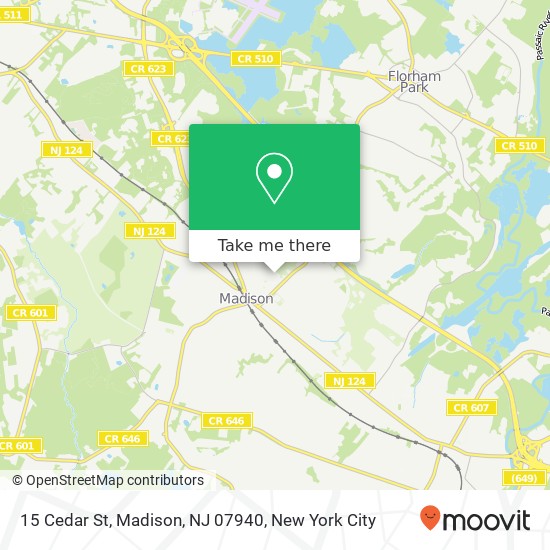 Mapa de 15 Cedar St, Madison, NJ 07940