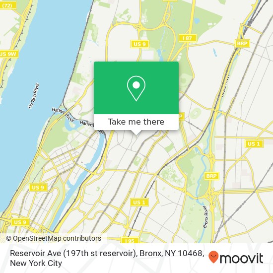 Mapa de Reservoir Ave (197th st reservoir), Bronx, NY 10468