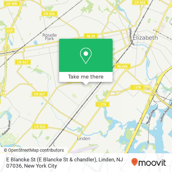 Mapa de E Blancke St (E Blancke St & chandler), Linden, NJ 07036