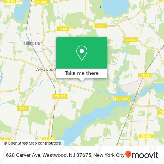 Mapa de 628 Carver Ave, Westwood, NJ 07675