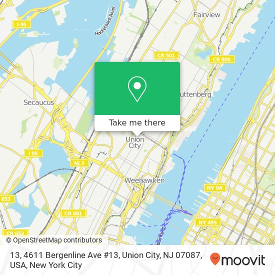 Mapa de 13, 4611 Bergenline Ave #13, Union City, NJ 07087, USA