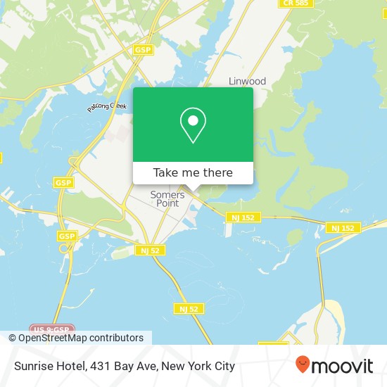 Mapa de Sunrise Hotel, 431 Bay Ave