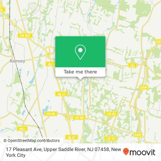 Mapa de 17 Pleasant Ave, Upper Saddle River, NJ 07458