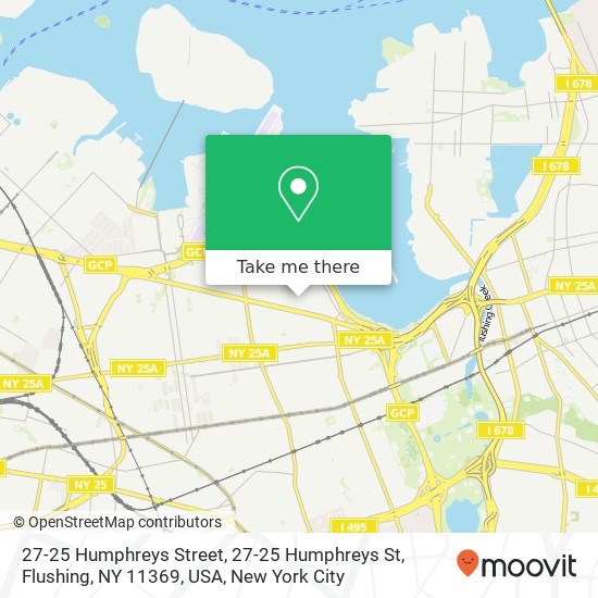 Mapa de 27-25 Humphreys Street, 27-25 Humphreys St, Flushing, NY 11369, USA