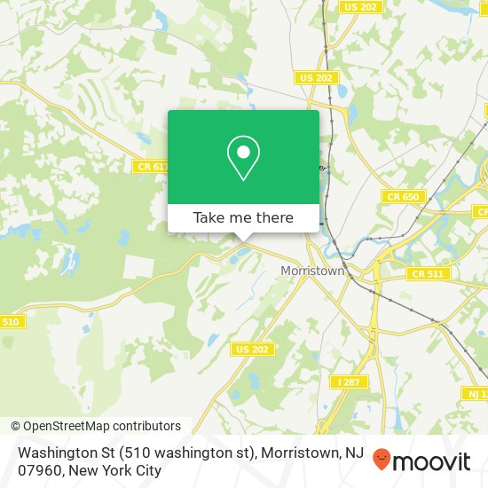 Mapa de Washington St (510 washington st), Morristown, NJ 07960