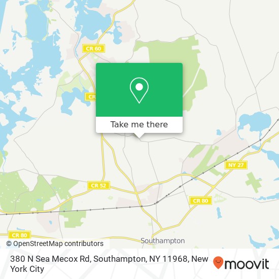 Mapa de 380 N Sea Mecox Rd, Southampton, NY 11968