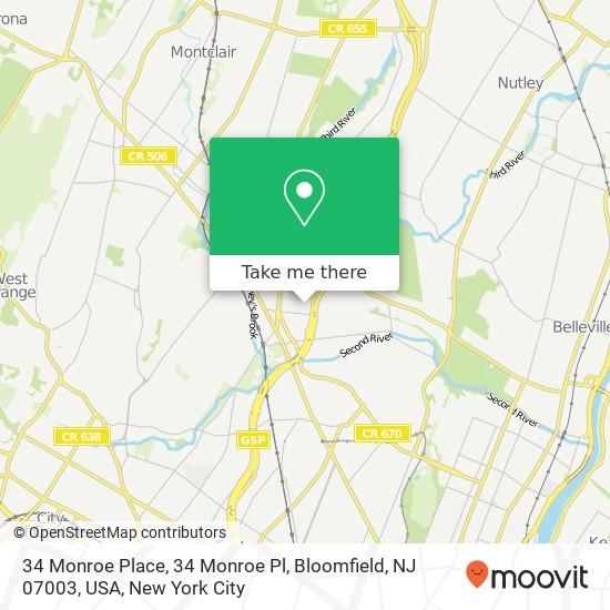 34 Monroe Place, 34 Monroe Pl, Bloomfield, NJ 07003, USA map