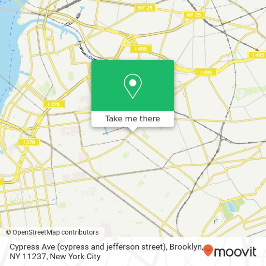 Mapa de Cypress Ave (cypress and jefferson street), Brooklyn, NY 11237