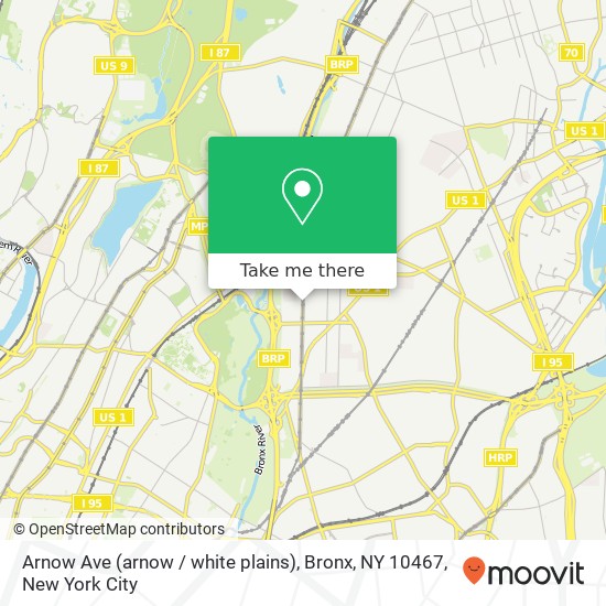 Mapa de Arnow Ave (arnow / white plains), Bronx, NY 10467