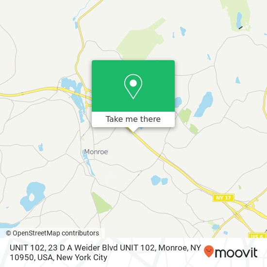 Mapa de UNIT 102, 23 D A Weider Blvd UNIT 102, Monroe, NY 10950, USA