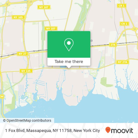 Mapa de 1 Fox Blvd, Massapequa, NY 11758