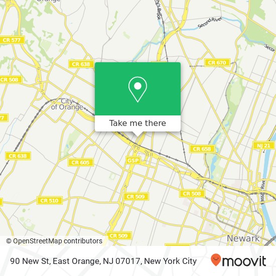 Mapa de 90 New St, East Orange, NJ 07017