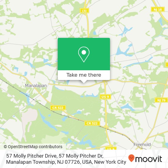 Mapa de 57 Molly Pitcher Drive, 57 Molly Pitcher Dr, Manalapan Township, NJ 07726, USA