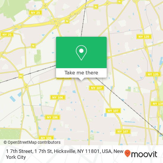 Mapa de 1 7th Street, 1 7th St, Hicksville, NY 11801, USA
