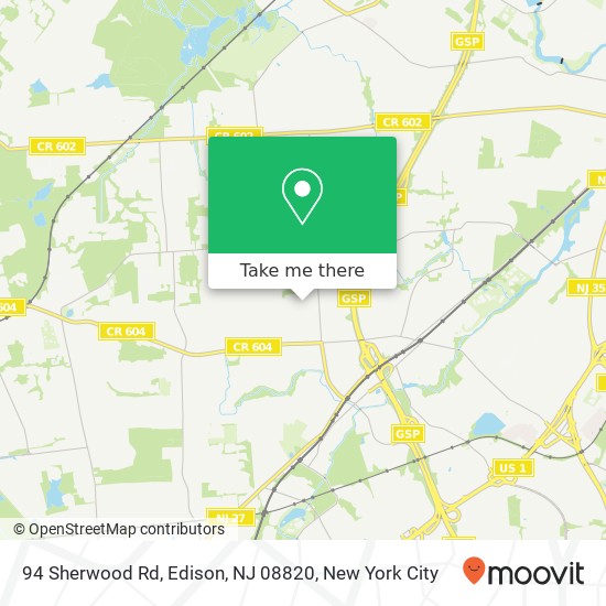 Mapa de 94 Sherwood Rd, Edison, NJ 08820