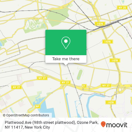 Mapa de Plattwood Ave (98th street plattwood), Ozone Park, NY 11417