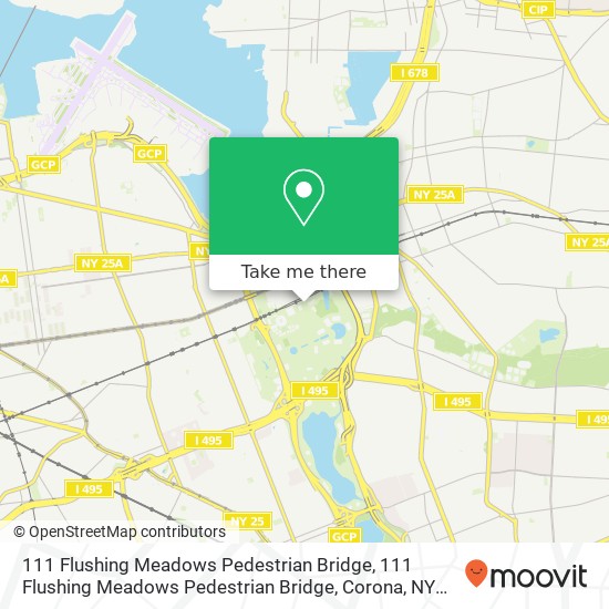 Mapa de 111 Flushing Meadows Pedestrian Bridge, 111 Flushing Meadows Pedestrian Bridge, Corona, NY 11368, USA