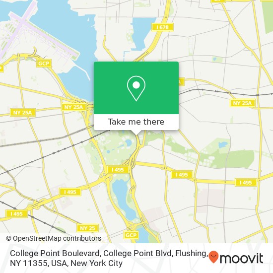 Mapa de College Point Boulevard, College Point Blvd, Flushing, NY 11355, USA