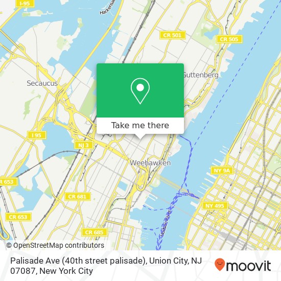 Mapa de Palisade Ave (40th street palisade), Union City, NJ 07087