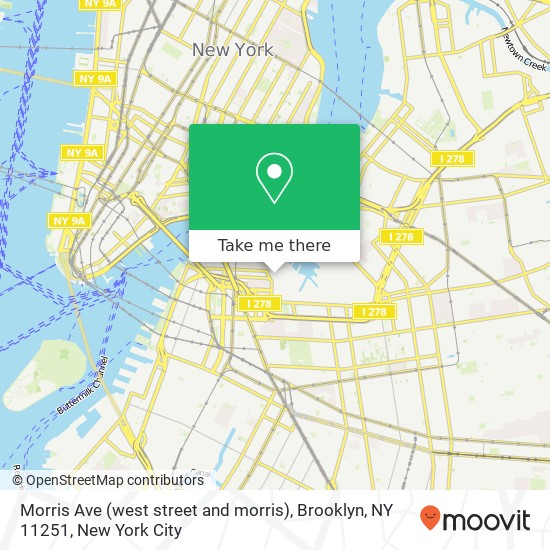 Mapa de Morris Ave (west street and morris), Brooklyn, NY 11251