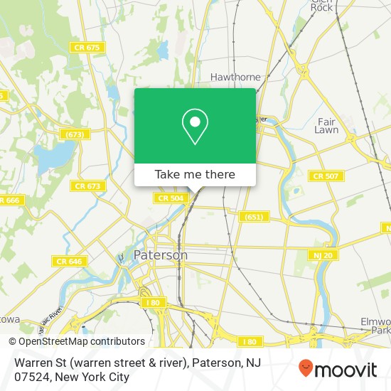 Mapa de Warren St (warren street & river), Paterson, NJ 07524
