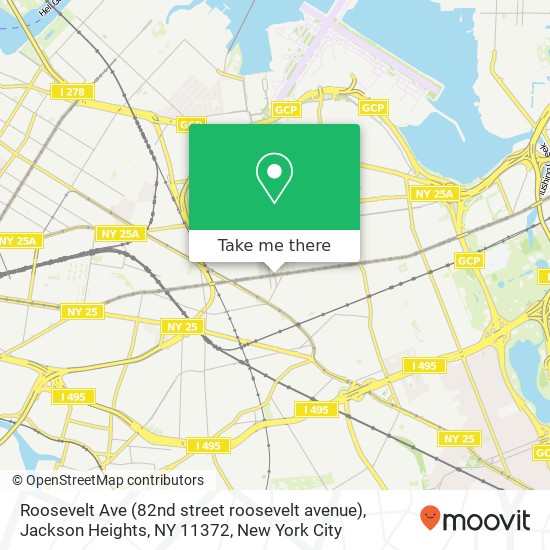 Mapa de Roosevelt Ave (82nd street roosevelt avenue), Jackson Heights, NY 11372