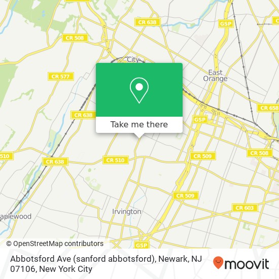 Mapa de Abbotsford Ave (sanford abbotsford), Newark, NJ 07106