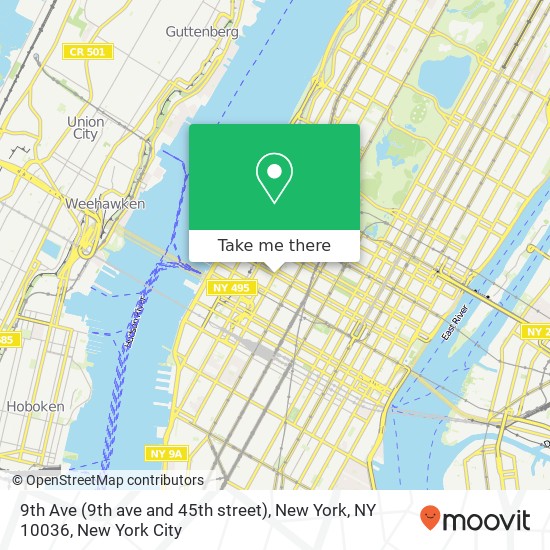 Mapa de 9th Ave (9th ave and 45th street), New York, NY 10036