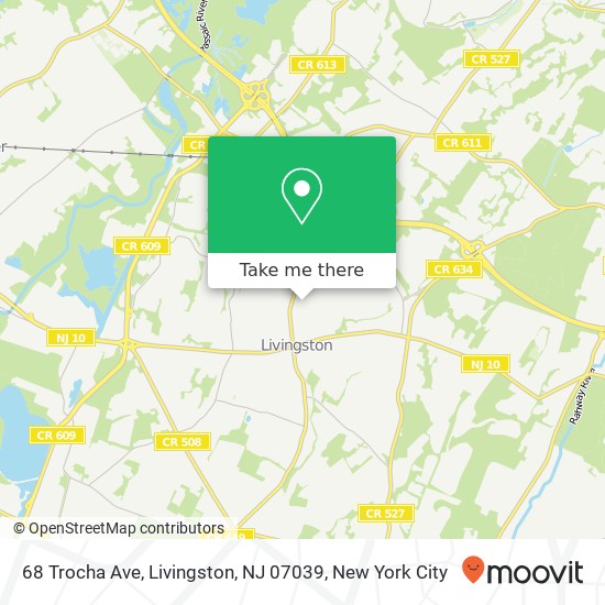 Mapa de 68 Trocha Ave, Livingston, NJ 07039