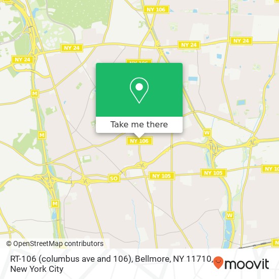 Mapa de RT-106 (columbus ave and 106), Bellmore, NY 11710