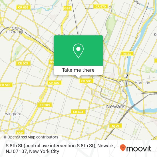 S 8th St (central ave intersection S 8th St), Newark, NJ 07107 map