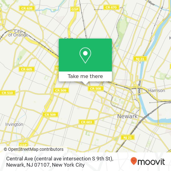 Central Ave (central ave intersection S 9th St), Newark, NJ 07107 map