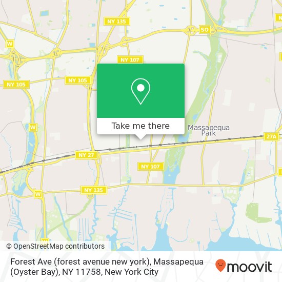 Mapa de Forest Ave (forest avenue new york), Massapequa (Oyster Bay), NY 11758