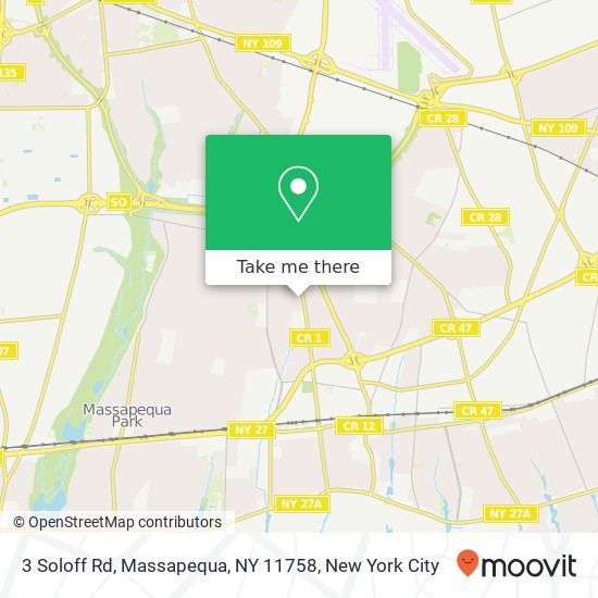 Mapa de 3 Soloff Rd, Massapequa, NY 11758