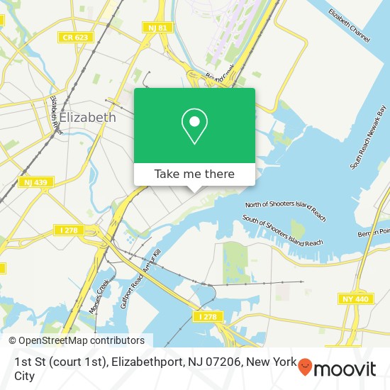 Mapa de 1st St (court 1st), Elizabethport, NJ 07206