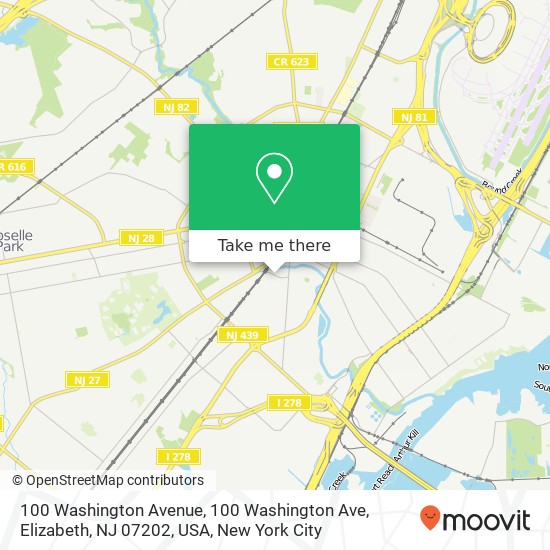 100 Washington Avenue, 100 Washington Ave, Elizabeth, NJ 07202, USA map