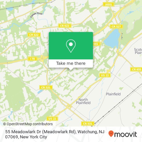 55 Meadowlark Dr (Meadowlark Rd), Watchung, NJ 07069 map