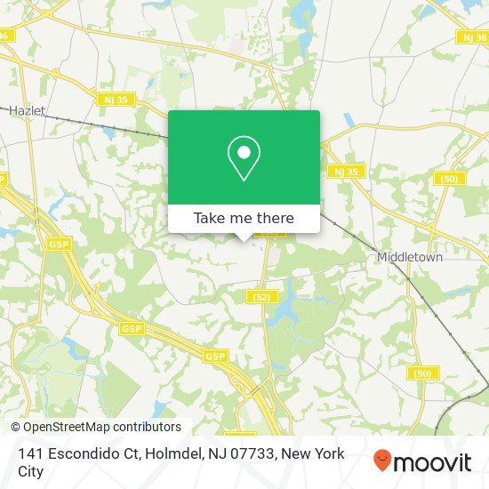Mapa de 141 Escondido Ct, Holmdel, NJ 07733