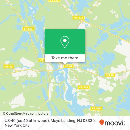 Mapa de US-40 (us 40 at linwood), Mays Landing, NJ 08330