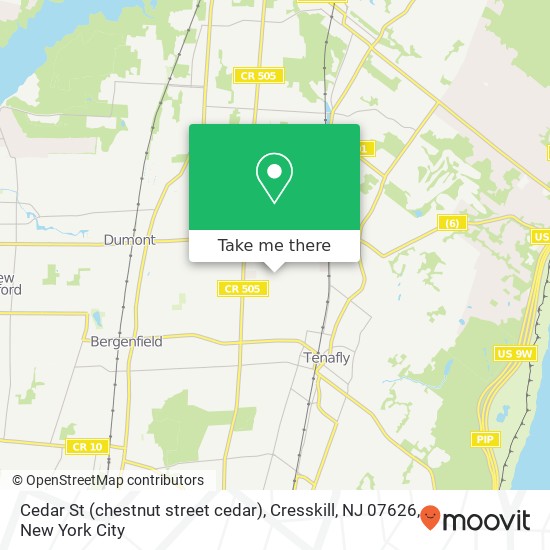 Mapa de Cedar St (chestnut street cedar), Cresskill, NJ 07626