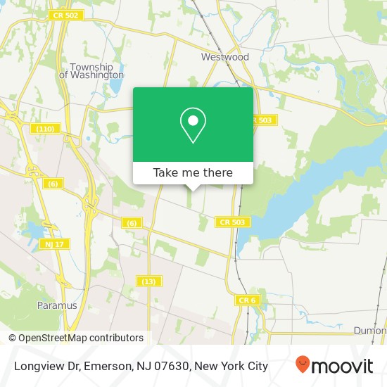Mapa de Longview Dr, Emerson, NJ 07630