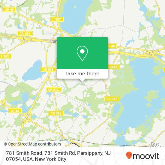 Mapa de 781 Smith Road, 781 Smith Rd, Parsippany, NJ 07054, USA
