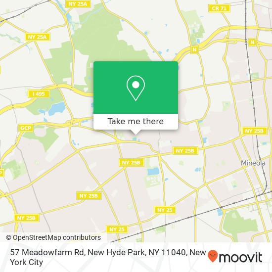 Mapa de 57 Meadowfarm Rd, New Hyde Park, NY 11040