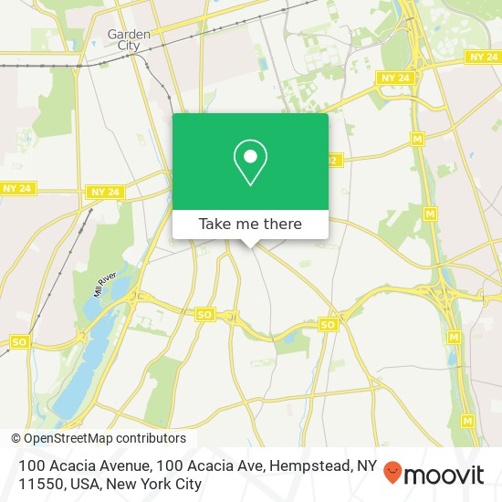 Mapa de 100 Acacia Avenue, 100 Acacia Ave, Hempstead, NY 11550, USA