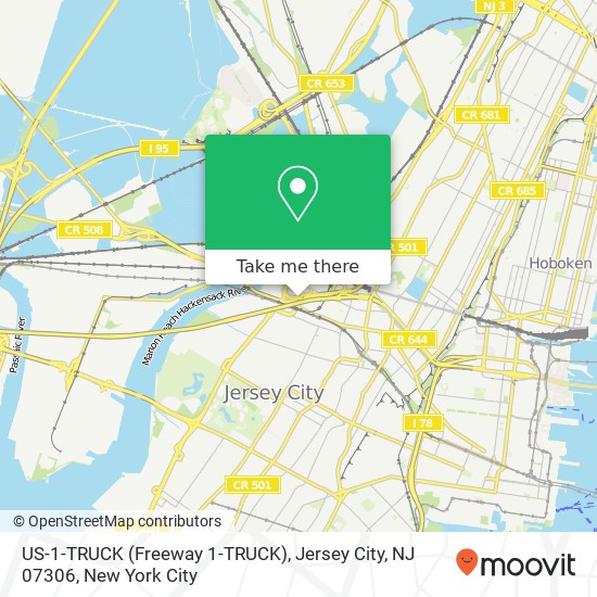 Mapa de US-1-TRUCK (Freeway 1-TRUCK), Jersey City, NJ 07306