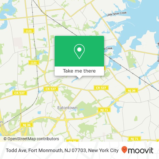 Todd Ave, Fort Monmouth, NJ 07703 map