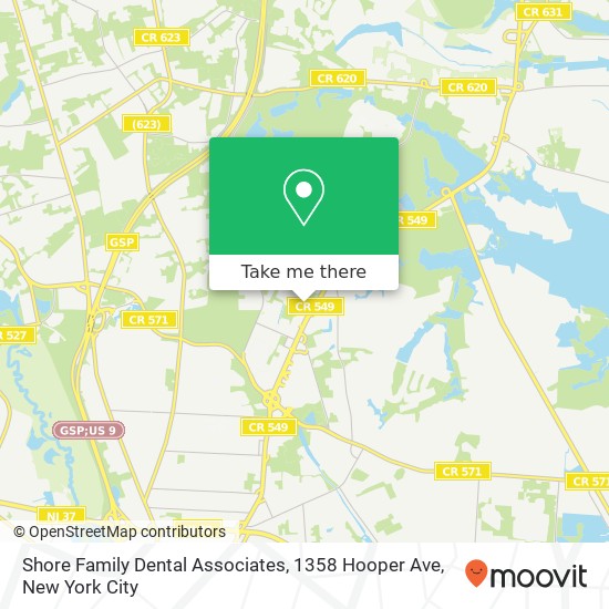 Mapa de Shore Family Dental Associates, 1358 Hooper Ave