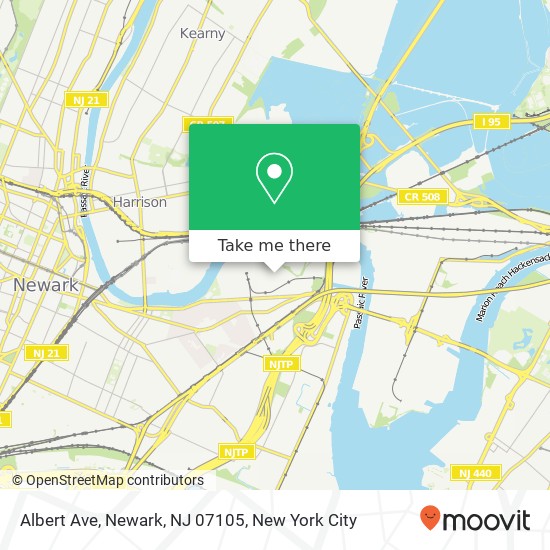 Mapa de Albert Ave, Newark, NJ 07105