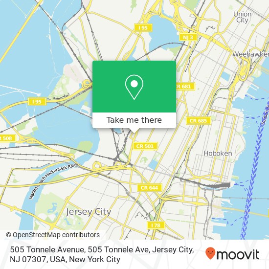 505 Tonnele Avenue, 505 Tonnele Ave, Jersey City, NJ 07307, USA map