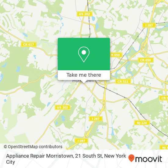 Appliance Repair Morristown, 21 South St map